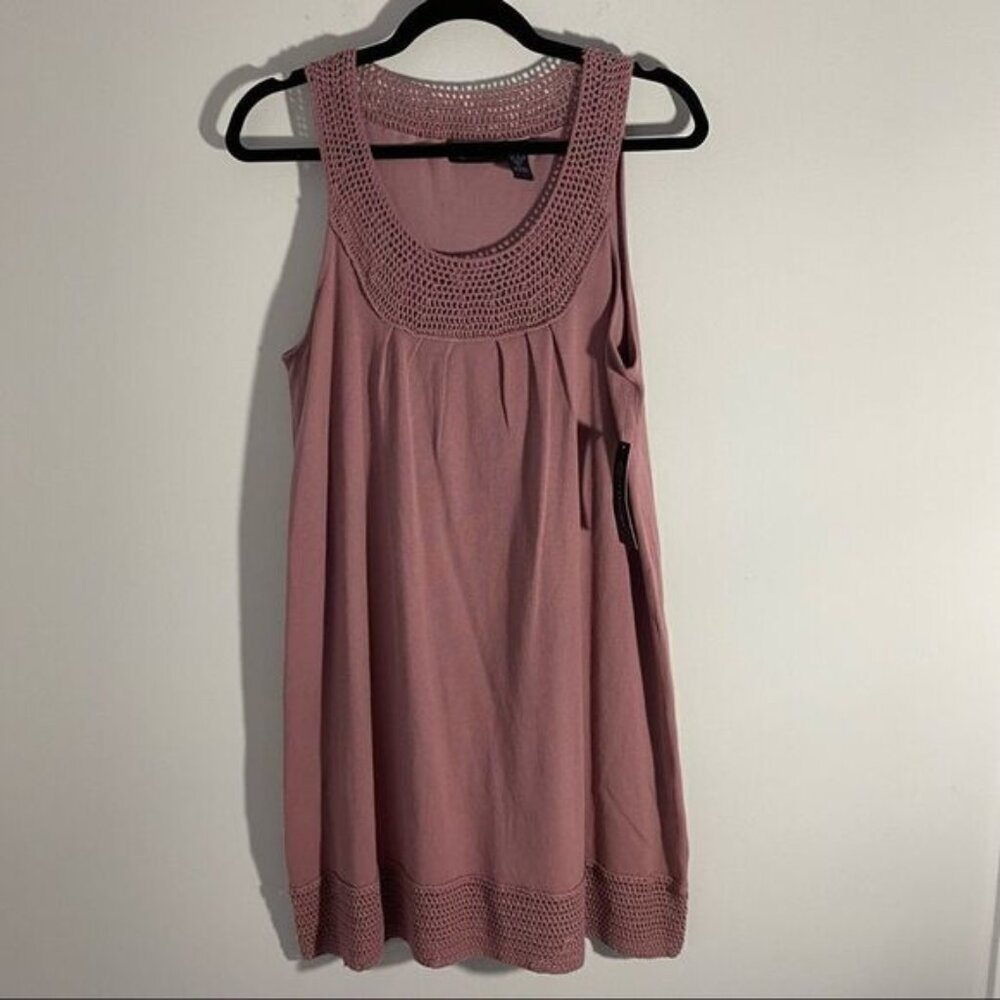 Context Women’s Sleeveless Scoop Neck Crochet Detail Mini Dress